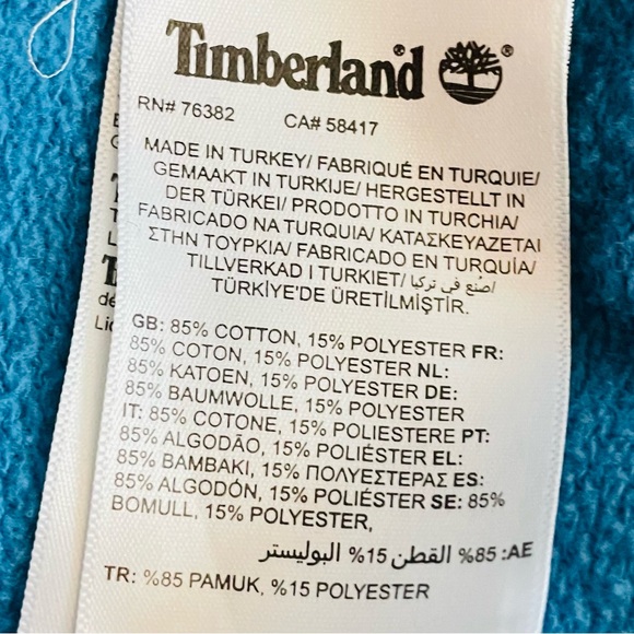 Timberland Teal Hooded Sweatshirt with Black Tree Logo - Picture 4 of 7